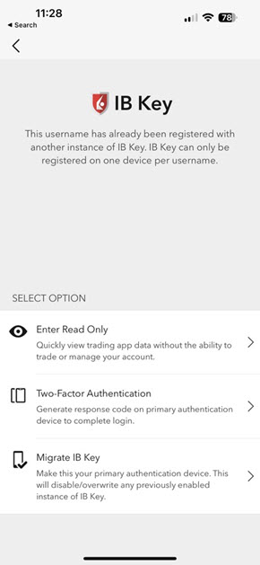 The migrate IB Key options available on new iPhone 